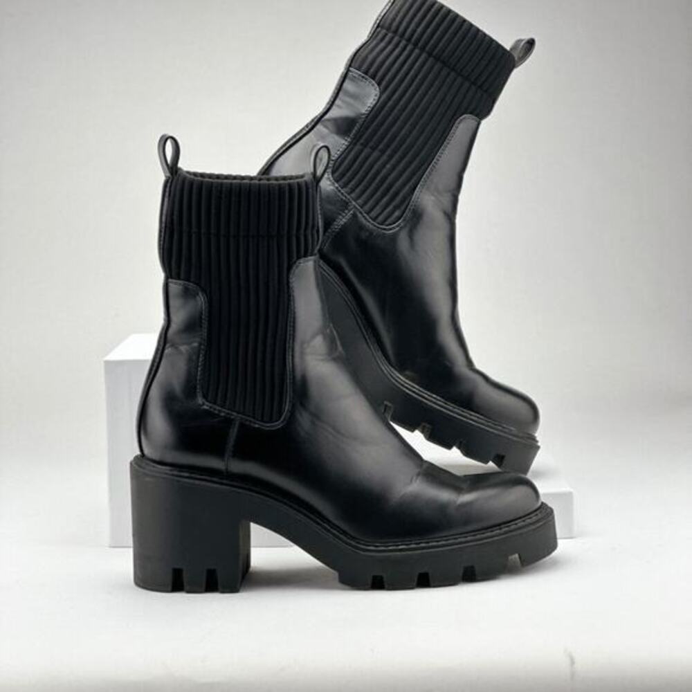 Zara black pull on chunky‎ army boot size 37